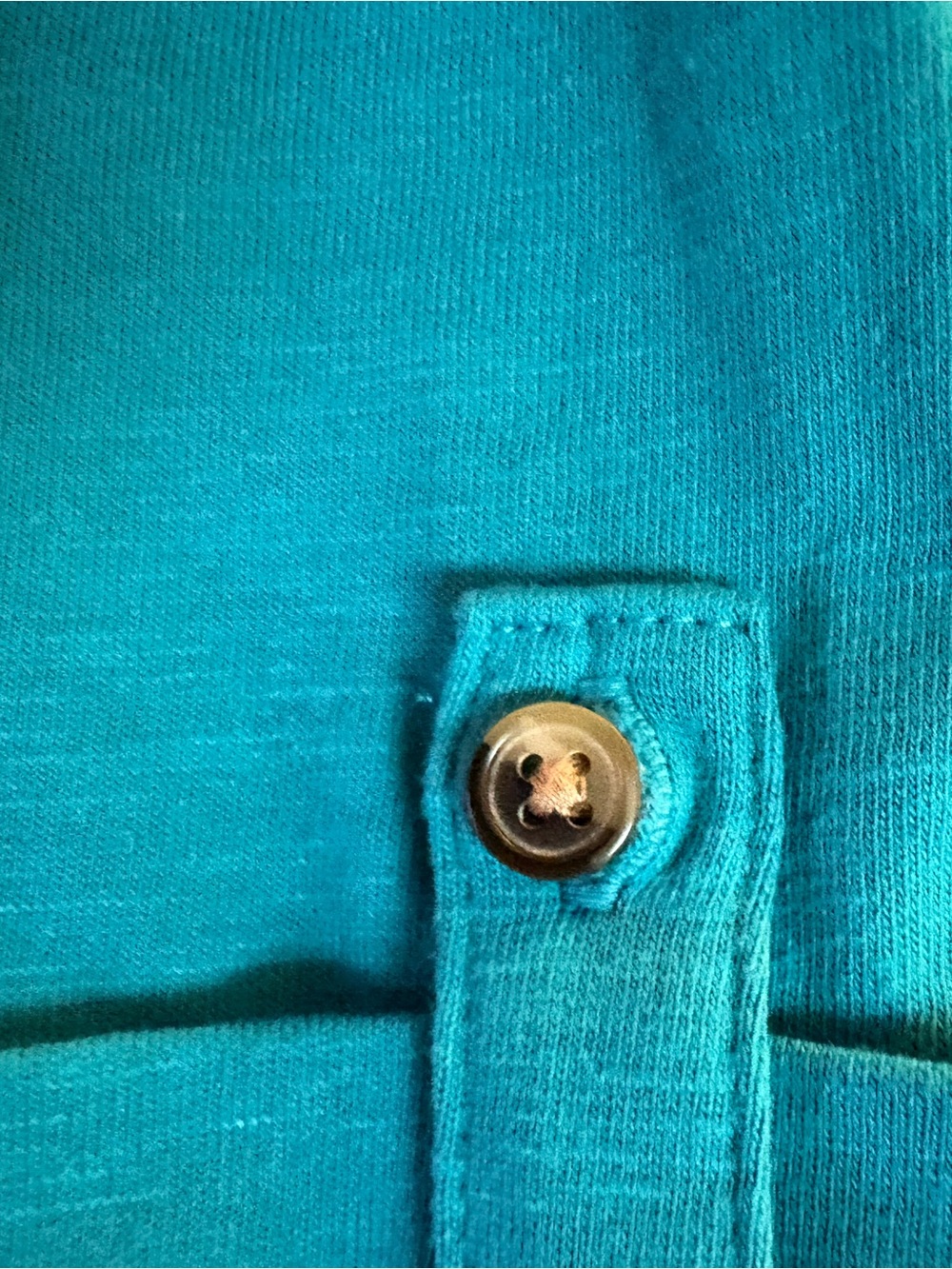 Croft & Barrow 3X Turquoise Roll Tab Henley Top | Dual Pocket Blouse - Picture 7 of 8